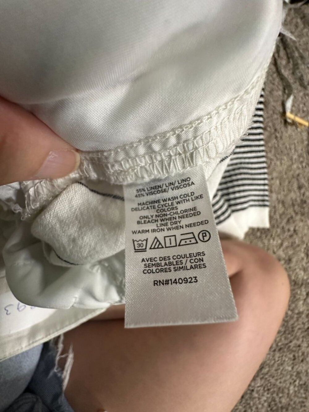 Loft Womens High-Rise Striped Wide-Leg Trousers 10 White Gray Linen Casual Offic - Picture 6 of 9